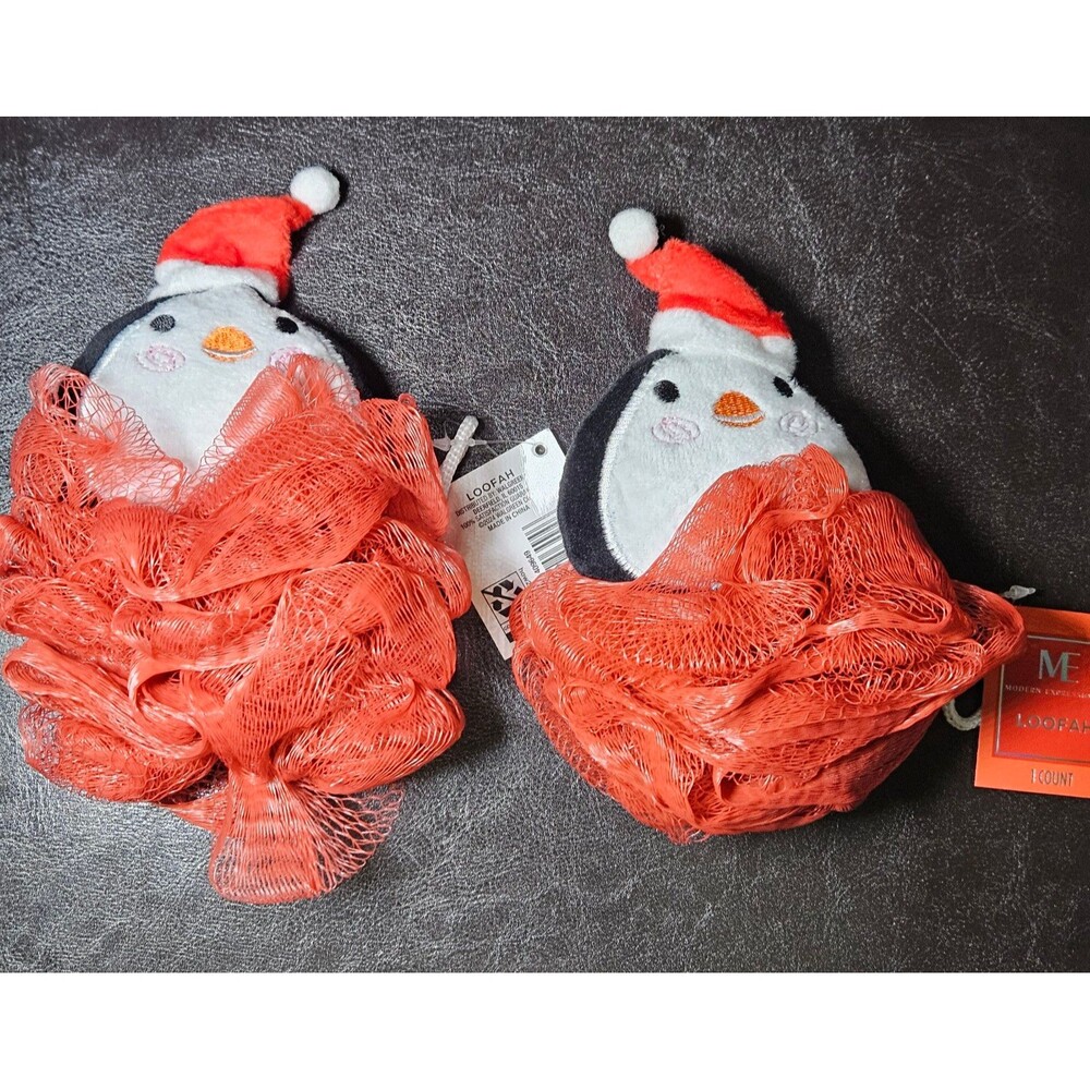 Walgreens Modern Expressions Christmas Penguin Loofah Set of 2 Holiday Bath